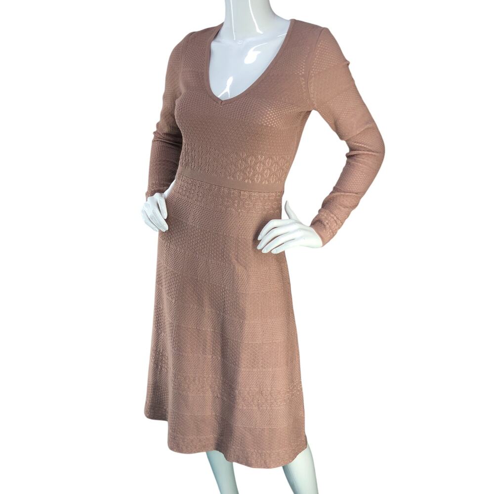 Gal Meets Glam Womens Size S Dress Heidi Mixed Stitch Long Sleeve Sweater Pink